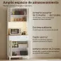 Alacena de Cocina con Luces LED Estación de Carga 4 Puertas Cajón Encimera Abierta 71x40x180 cm Blanco