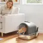 Arenero para Gatos de Acero Inoxidable con Tapa Bolsa Desodorizante Pala Fácil de Limpiar 52,4x41,3x39,9 cm Gris Oscuro