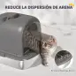 Arenero para Gatos de Acero Inoxidable con Tapa Bolsa Desodorizante Pala Fácil de Limpiar 52,4x41,3x39,9 cm Gris Oscuro