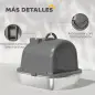 Arenero para Gatos de Acero Inoxidable con Tapa Bolsa Desodorizante Pala Fácil de Limpiar 52,4x41,3x39,9 cm Gris Oscuro