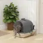 Arenero para Gatos de Acero Inoxidable con Tapa Bolsa Desodorizante Pala Fácil de Limpiar 52,4x41,3x39,9 cm Gris Oscuro