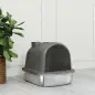 Arenero para Gatos de Acero Inoxidable con Tapa Bolsa Desodorizante Pala Fácil de Limpiar 52,4x41,3x39,9 cm Gris Oscuro