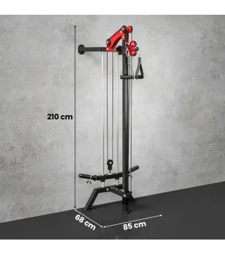 Máquina Polea Alta y Baja de Pared de Polea Ajustable en 16 Posiciones con Barra para Jalones para Casa en Gimnasio