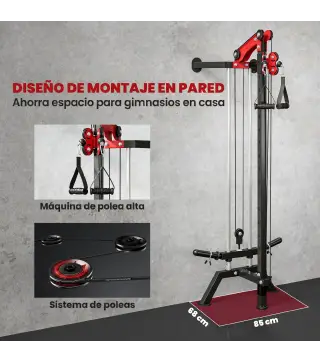 Máquina Polea Alta y Baja de Pared de Polea Ajustable en 16 Posiciones con Barra para Jalones para Casa en Gimnasio