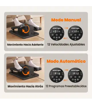 Mini Elíptica Eléctrica Bajo Escritorio con 12 Niveles Programas Automáticos Control Remoto y Pantalla LED Negro