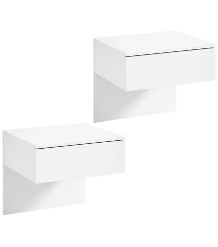 Juego de 2 Mesitas de Noche Flotantes con Cajón Montado en la Pared para Dormitorio 40x35x36,2 cm Blanco Brillo