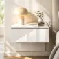 Juego de 2 Mesitas de Noche Flotantes con Cajón Montado en la Pared para Dormitorio 40x35x36,2 cm Blanco Brillo