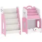 Estantería Infantil de Juguetes 3 en 1 con Librería Revistero y Mesita de Noche para Niños 3-8 Años 85,5x32x72 cm Rosa