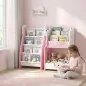 Estantería Infantil de Juguetes 3 en 1 con Librería Revistero y Mesita de Noche para Niños 3-8 Años 85,5x32x72 cm Rosa