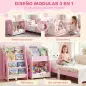 Estantería Infantil de Juguetes 3 en 1 con Librería Revistero y Mesita de Noche para Niños 3-8 Años 85,5x32x72 cm Rosa