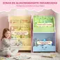 Estantería Infantil de Juguetes 3 en 1 con Librería Revistero y Mesita de Noche para Niños 3-8 Años 85,5x32x72 cm Rosa