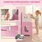 Estantería Infantil de Juguetes 3 en 1 con Librería Revistero y Mesita de Noche para Niños 3-8 Años 85,5x32x72 cm Rosa