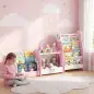 Estantería Infantil de Juguetes 3 en 1 con Librería Revistero y Mesita de Noche para Niños 3-8 Años 85,5x32x72 cm Rosa