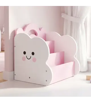 Estantería Infantil de Juguetes 3 en 1 con Librería Revistero y Mesita de Noche para Niños 3-8 Años 85,5x32x72 cm Rosa