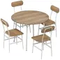 Juego de Mesa y 4 Sillas de Comedor Estilo Industrial Marco Metálico para Espacios Pequeños Salón Natural y Blanco