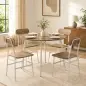 Juego de Mesa y 4 Sillas de Comedor Estilo Industrial Marco Metálico para Espacios Pequeños Salón Natural y Blanco
