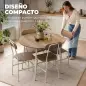 Juego de Mesa y 4 Sillas de Comedor Estilo Industrial Marco Metálico para Espacios Pequeños Salón Natural y Blanco