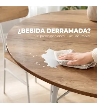 Juego de Mesa y 4 Sillas de Comedor Estilo Industrial Marco Metálico para Espacios Pequeños Salón Natural y Blanco