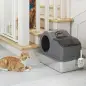 Arenero para Gatos Cubierto con Bandeja de Acero Inoxidable Tapa Extraíble Bordes Altos Fácil de Limpiar Gris Oscuro Arenero para Gatos Cubierto con Bandeja de Acero Inoxidable Tapa Extraíble Bordes Altos Fácil de Limpiar Gris Oscuro