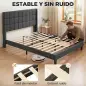 Cama 135x190 cm con Almacenaje Inferior Tapizada y Cabecero Acolchado con Orejas Gris