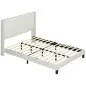 Cama 135x190 cm con Almacenaje Inferior Tapizada y Cabecero Acolchado con Orejas Beige