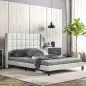 Cama 135x190 cm con Almacenaje Inferior Tapizada y Cabecero Acolchado con Orejas Beige