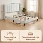 Cama 135x190 cm con Almacenaje Inferior Tapizada y Cabecero Acolchado con Orejas Beige