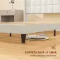 Cama 135x190 cm con Almacenaje Inferior Tapizada y Cabecero Acolchado con Orejas Beige