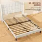 Cama 135x190 cm con Almacenaje Inferior Tapizada y Cabecero Acolchado con Orejas Beige