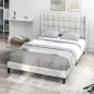 Cama 135x190 cm con Almacenaje Inferior Tapizada y Cabecero Acolchado con Orejas Beige