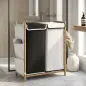 Cesto de Ropa Sucia con Tapa 120L de Bambú con 2 Compartimentos Bolsas con Cordón Bolsillos Laterales Blanco y Negro Cesto de Ropa Sucia con Tapa 120L de Bambú con 2 Compartimentos Bolsas con Cordón Bolsillos Laterales Blanco y Negro