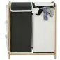 Cesto de Ropa Sucia con Tapa 120L de Bambú con 2 Compartimentos Bolsas con Cordón Bolsillos Laterales Blanco y Negro Cesto de Ropa Sucia con Tapa 120L de Bambú con 2 Compartimentos Bolsas con Cordón Bolsillos Laterales Blanco y Negro