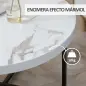 Mesa de Centro Mesa de Salón Redonda con Encimera Símil Mármol y Marco de Metal Estilo Moderno 80x80x45 cm Blanco