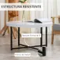 Mesa de Centro Mesa de Salón Redonda con Encimera Símil Mármol y Marco de Metal Estilo Moderno 80x80x45 cm Blanco