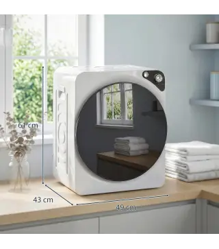 Secadora de Ropa Compacta 5 kg 1000W con 5 Modos de Secado Tambor de Acero Inoxidable Blanco
