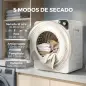 Secadora de Ropa Compacta 5 kg 1000W con 5 Modos de Secado Tambor de Acero Inoxidable Blanco