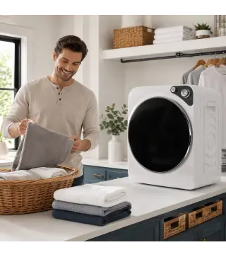 Secadora de Ropa Compacta 5 kg 1000W con 5 Modos de Secado Tambor de Acero Inoxidable Blanco