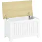 Baúl de Almacenaje 90 L con Tapa Baúl de Almacenaje Versátil con Bisagra de Seguridad 80,5x40x46,4 cm Natural y Blanco
