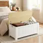 Baúl de Almacenaje 90 L con Tapa Baúl de Almacenaje Versátil con Bisagra de Seguridad 80,5x40x46,4 cm Natural y Blanco