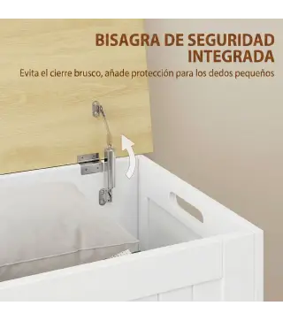 Baúl de Almacenaje 90 L con Tapa Baúl de Almacenaje Versátil con Bisagra de Seguridad 80,5x40x46,4 cm Natural y Blanco