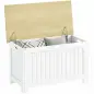 Baúl de Almacenaje 90 L con Tapa Baúl de Almacenaje Versátil con Bisagra de Seguridad 80,5x40x46,4 cm Natural y Blanco