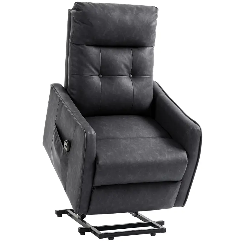 Sillón Relax Reclinable Eléctrico Levanta Personas de Cuero PU Control Remoto Asiento con Resorte Reposapiés Gris Sillón Relax Reclinable Eléctrico Levanta Personas de Cuero PU Control Remoto Asiento con Resorte Reposapiés Gris