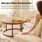 Set de 2 Mesas de Centro Redondas Mesas Nido Industriales con Estructura Metálica para Salón o Dormitorio Marrón Set de 2 Mesas de Centro Redondas Mesas Nido Industriales con Estructura Metálica para Salón o Dormitorio Marrón