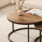 Set de 2 Mesas de Centro Redondas Mesas Nido Industriales con Estructura Metálica para Salón o Dormitorio Marrón Set de 2 Mesas de Centro Redondas Mesas Nido Industriales con Estructura Metálica para Salón o Dormitorio Marrón