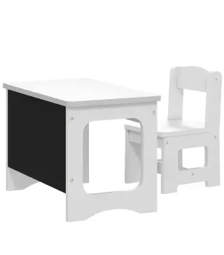 Mesa Infantil con Silla Tablero Reversible Mesa y Silla Infantil con Pizarra para Dibujo para Niños 3-6 Años Blanco