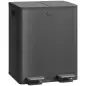 Papelera de Cocina de Acero Inoxidable con 2 Compartimentos 2x20L Pedal Tapas de Cierre Suave y Cubo Extraíble Negro