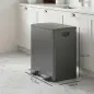 Papelera de Cocina de Acero Inoxidable con 2 Compartimentos 2x20L Pedal Tapas de Cierre Suave y Cubo Extraíble Negro