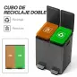 Papelera de Cocina de Acero Inoxidable con 2 Compartimentos 2x20L Pedal Tapas de Cierre Suave y Cubo Extraíble Negro