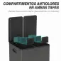 Papelera de Cocina de Acero Inoxidable con 2 Compartimentos 2x20L Pedal Tapas de Cierre Suave y Cubo Extraíble Negro