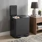 Papelera de Cocina de Acero Inoxidable con 2 Compartimentos 2x20L Pedal Tapas de Cierre Suave y Cubo Extraíble Negro